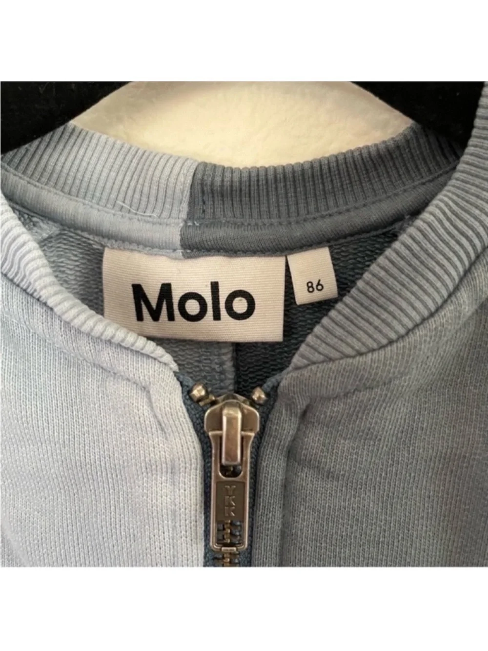 Molo Baby Two-Tone Light Blue Zip Sweatshirt Size 18 Months Organic Cotton